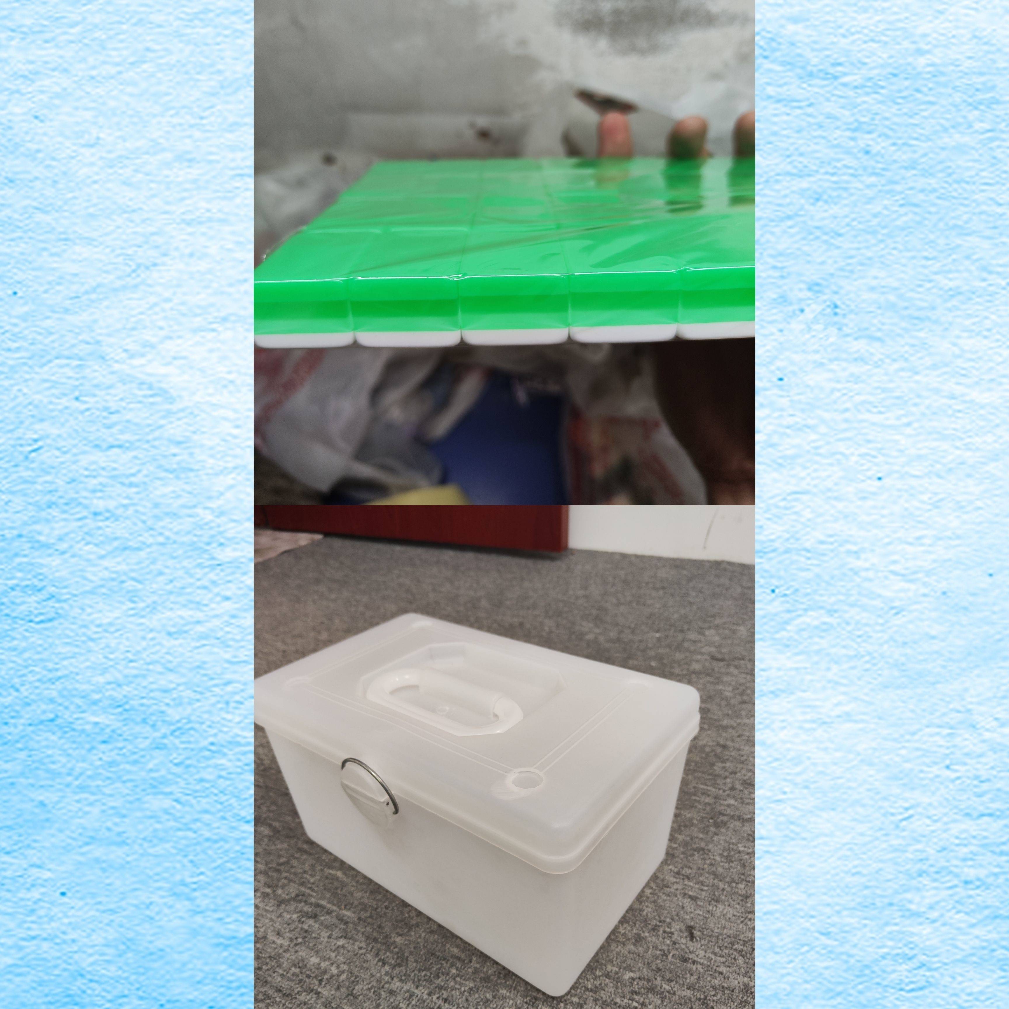 H64-5 (#32) 3-STOREY GREEN WHITE + GLUE BOX